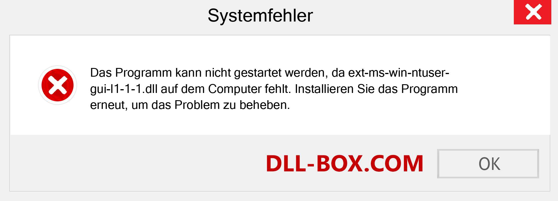 ext-ms-win-ntuser-gui-l1-1-1.dll-Datei fehlt?. Download für Windows 7, 8, 10 - Fix ext-ms-win-ntuser-gui-l1-1-1 dll Missing Error unter Windows, Fotos, Bildern