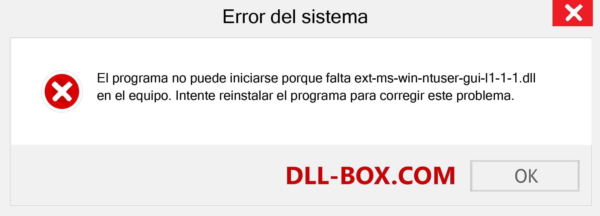 ¿Falta el archivo ext-ms-win-ntuser-gui-l1-1-1.dll ?. Descargar para Windows 7, 8, 10 - Corregir ext-ms-win-ntuser-gui-l1-1-1 dll Missing Error en Windows, fotos, imágenes