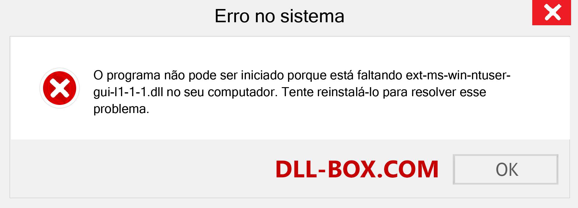 Arquivo ext-ms-win-ntuser-gui-l1-1-1.dll ausente ?. Download para Windows 7, 8, 10 - Correção de erro ausente ext-ms-win-ntuser-gui-l1-1-1 dll no Windows, fotos, imagens